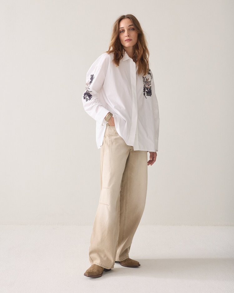 Summum Woman Oversized blouse poplin sequins white Summum Woman