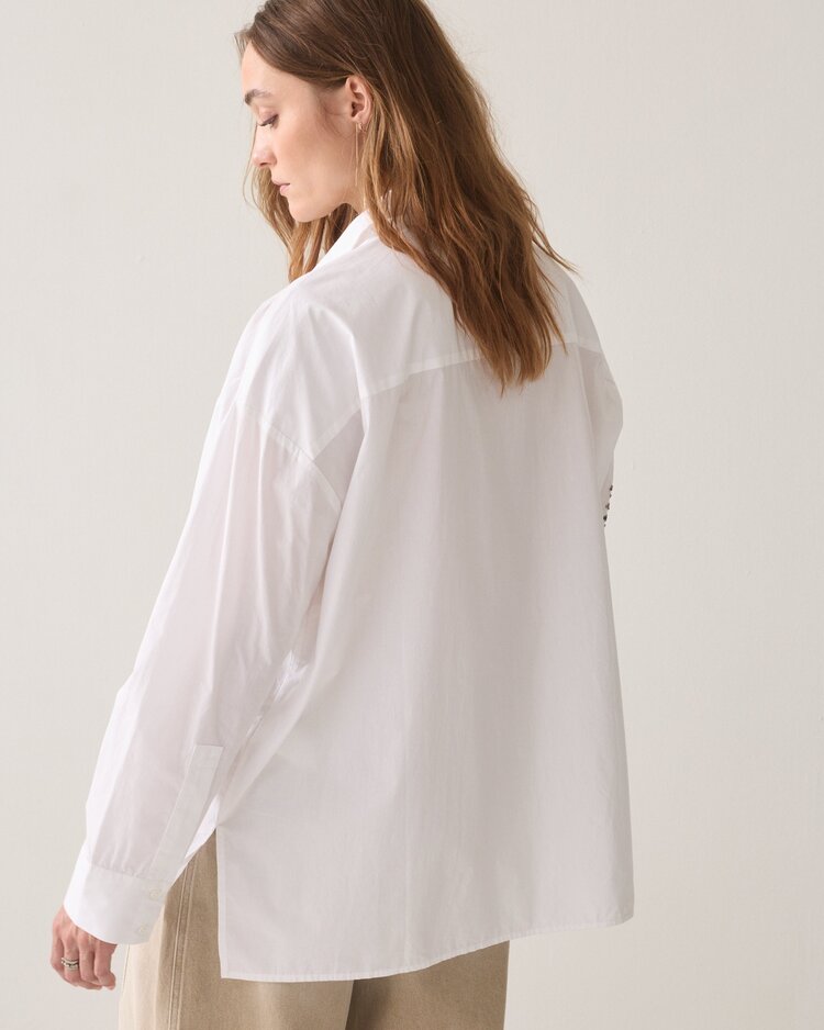 Summum Woman Oversized blouse poplin sequins white Summum Woman