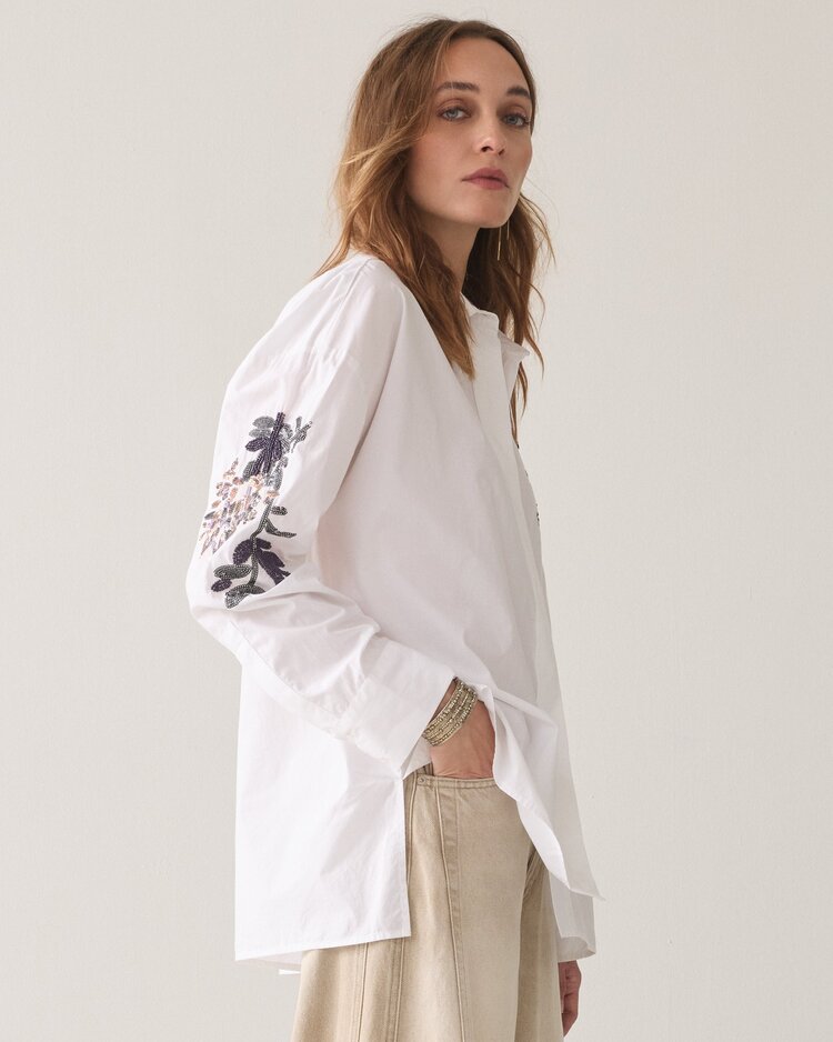 Summum Woman Oversized blouse poplin sequins white Summum Woman