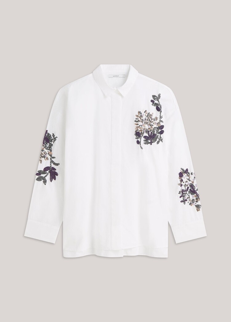 Summum Woman Oversized blouse poplin sequins white Summum Woman