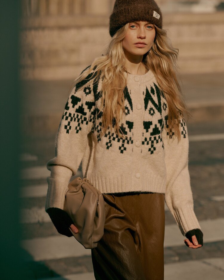 Summum Woman Cardigan fair isle knit ivory Summum Woman