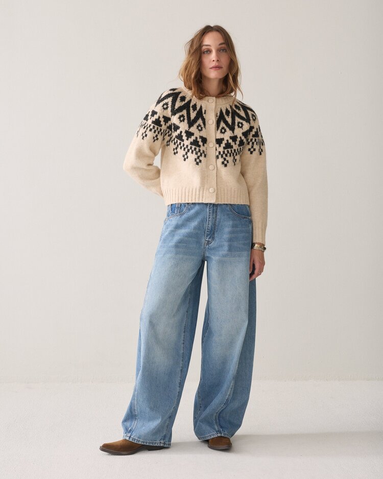 Summum Woman Cardigan fair isle knit ivory Summum Woman