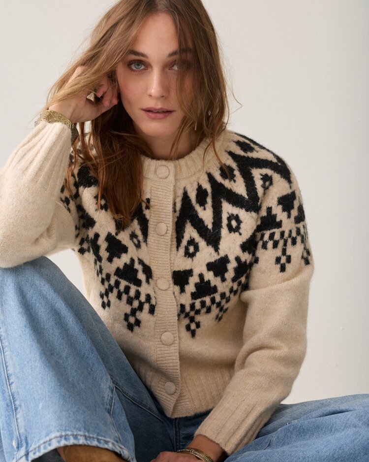 Summum Woman Cardigan fair isle knit ivory Summum Woman