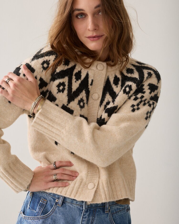 Summum Woman Cardigan fair isle knit ivory Summum Woman
