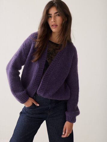 Summum Woman Oversized cardigan mohair deep purple