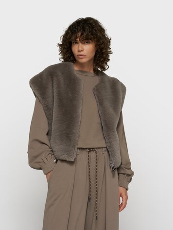 10DAYS Sleeveless fluffy vest portobello
