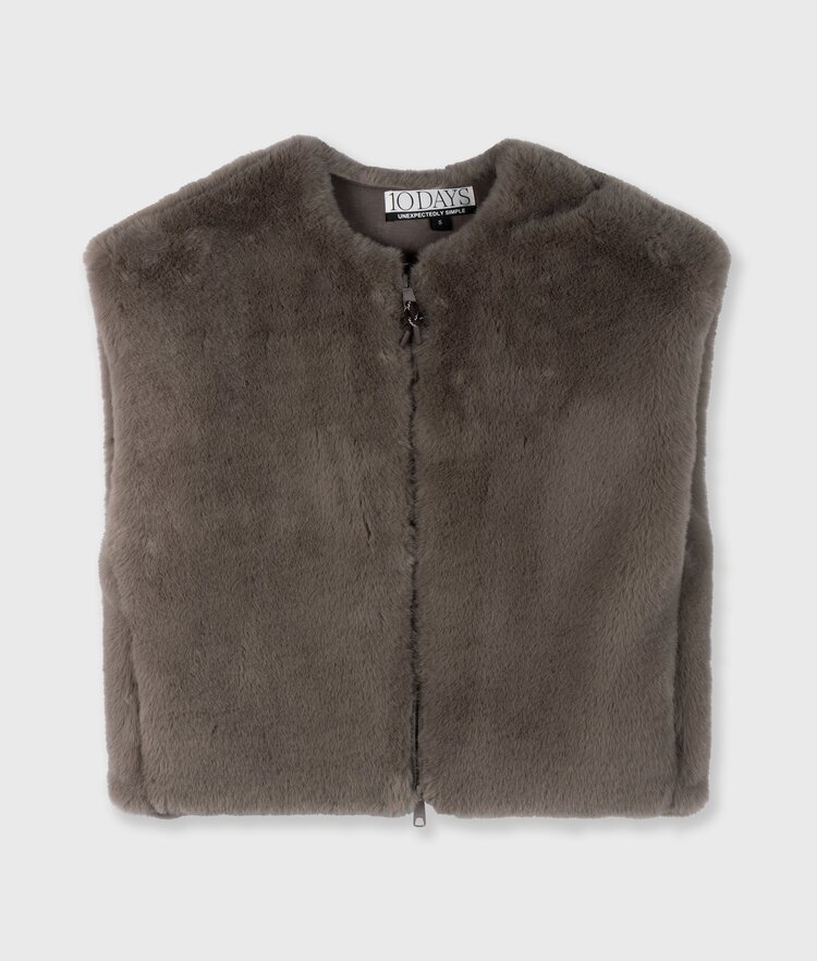 10DAYS Sleeveless fluffy vest portobello 10Days