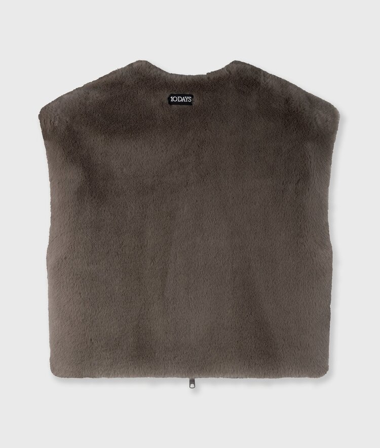 10DAYS Sleeveless fluffy vest portobello 10Days