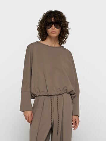 10DAYS Batwing top fleece portobello