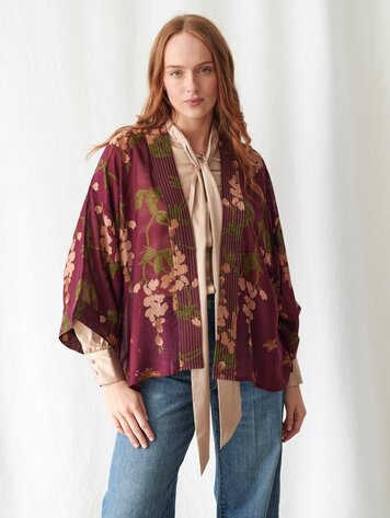 One Hundred Stars Kimono Wisteria Plum