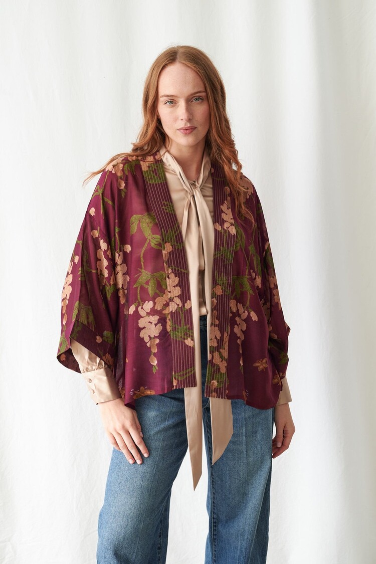 One Hundred Stars Kimono Wisteria Plum One Hundred Stars
