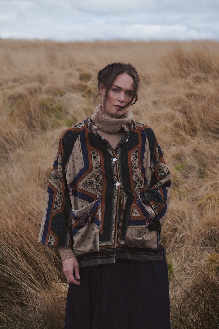 One Hundred Stars Velvet Jacket Fleur de Lys Sand One Hundred Stars
