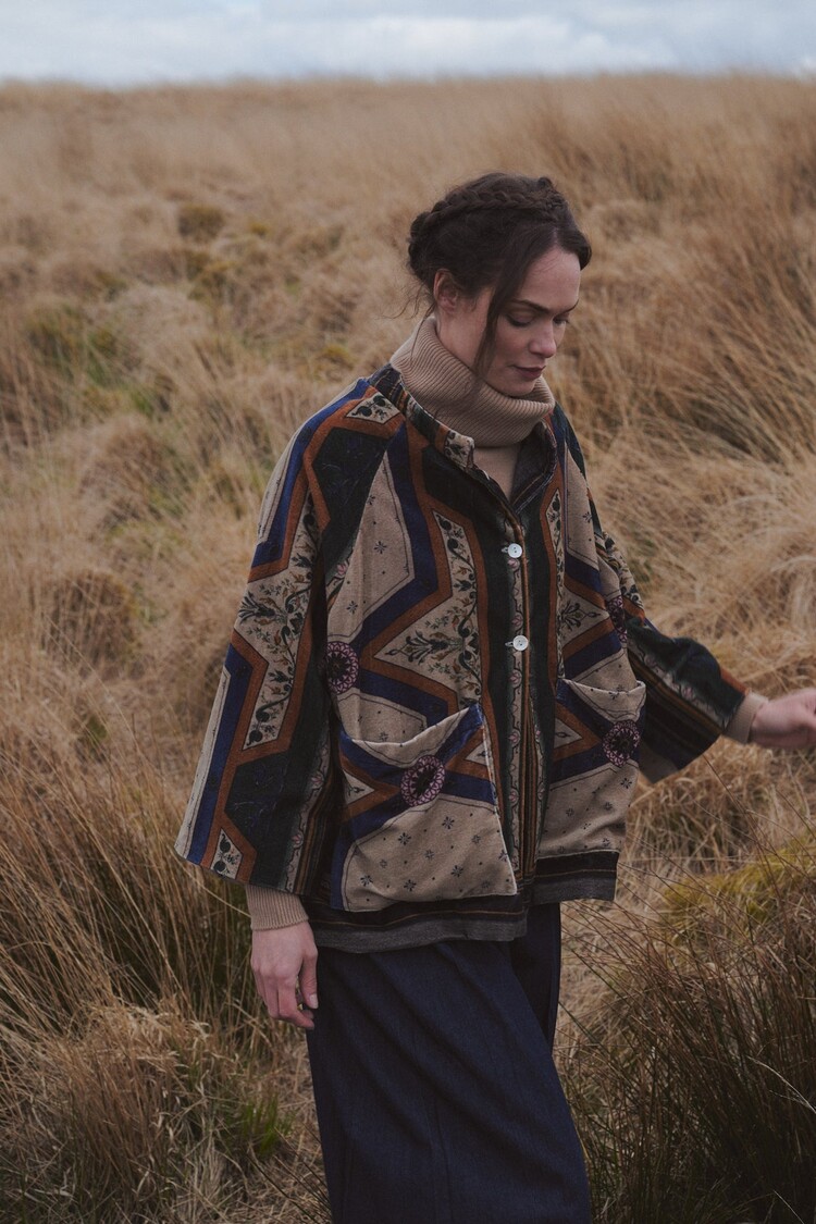 One Hundred Stars Velvet Jacket Fleur de Lys Sand One Hundred Stars