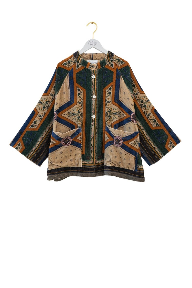 One Hundred Stars Velvet Jacket Fleur de Lys Sand One Hundred Stars