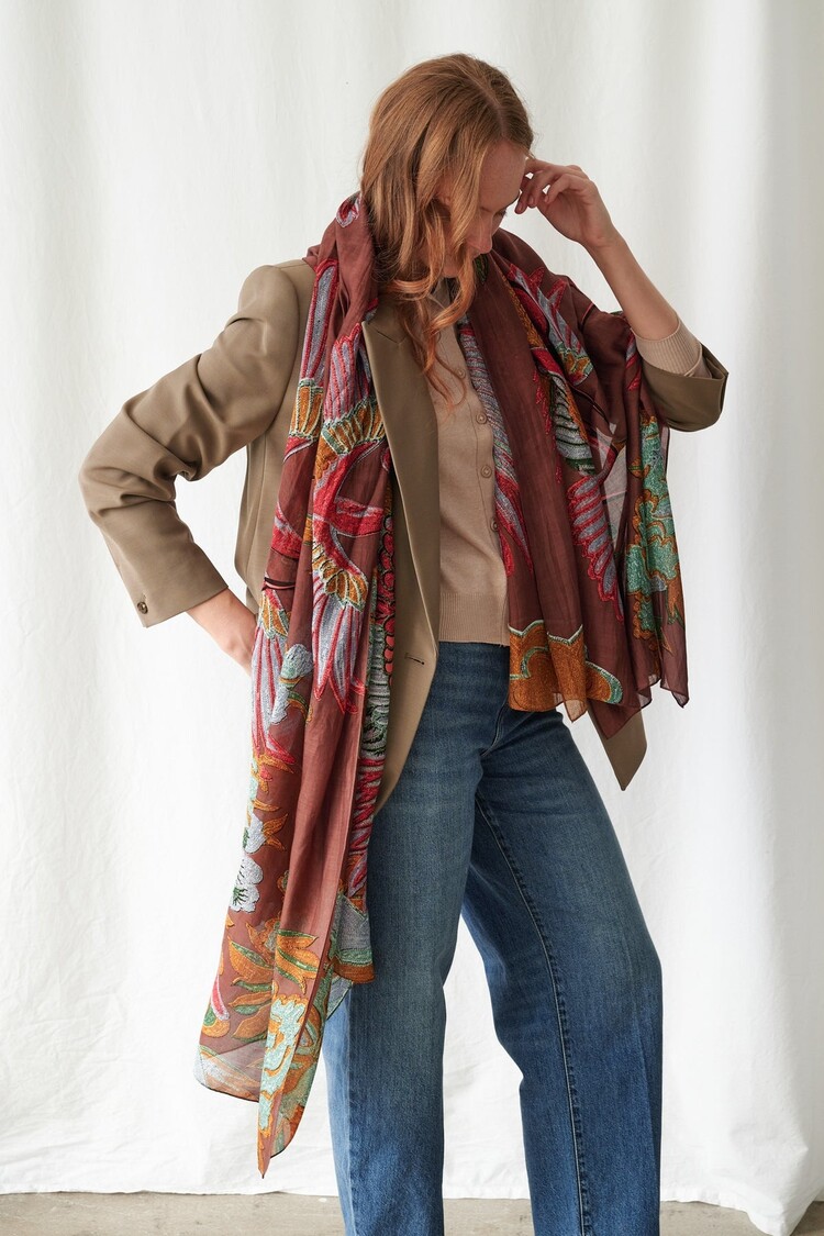One Hundred Stars Scarf Crane Brown One Hundred Stars