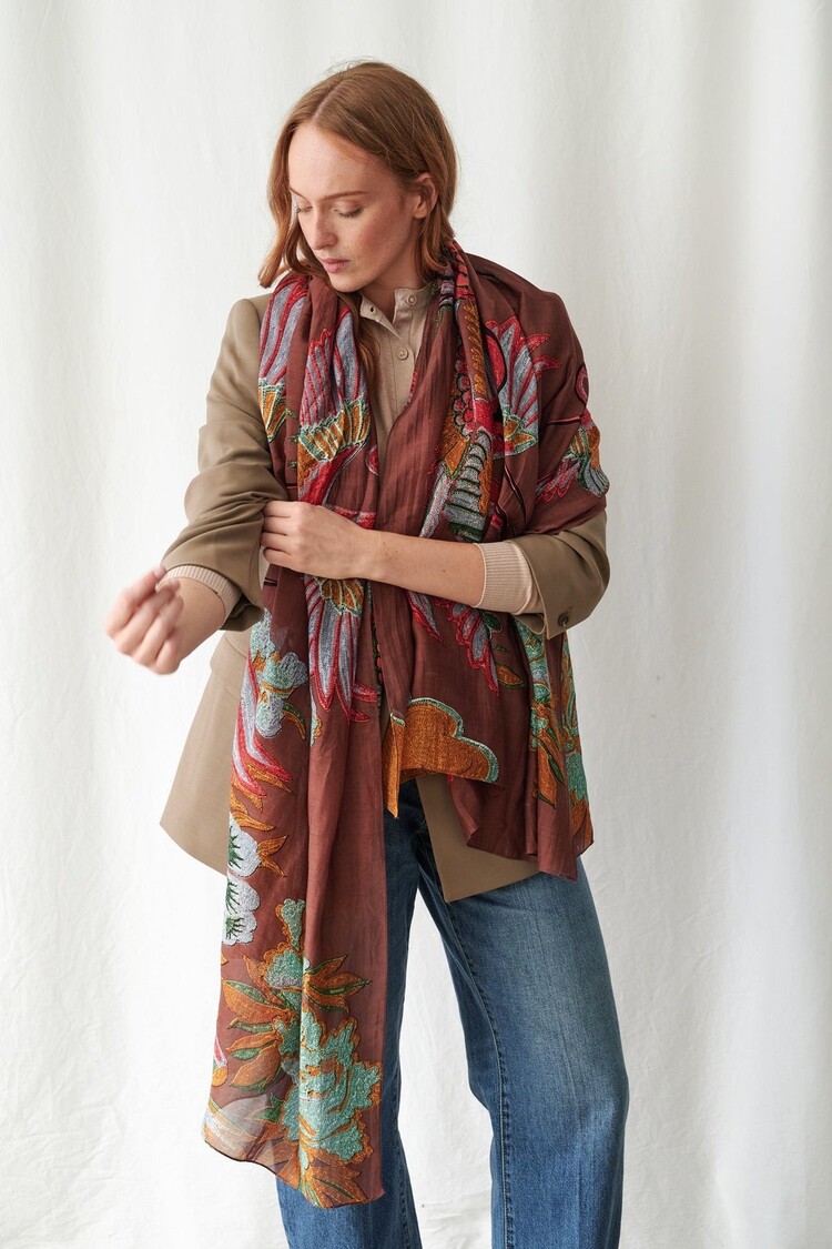 One Hundred Stars Scarf Crane Brown One Hundred Stars