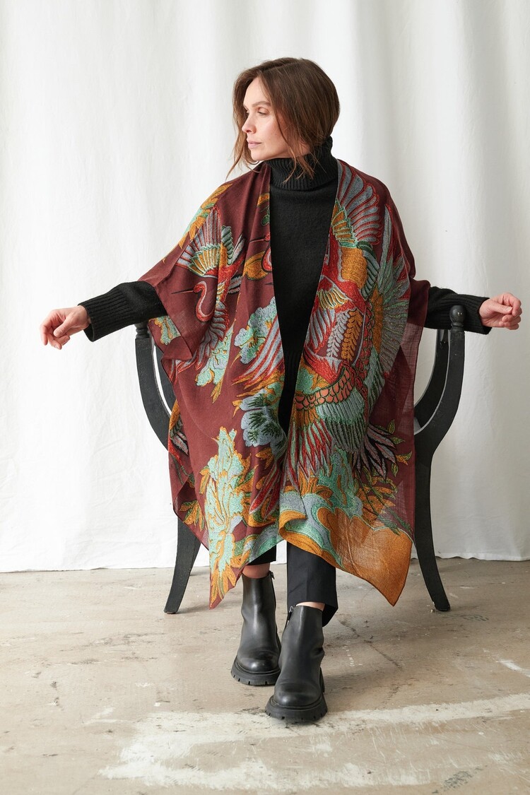 One Hundred Stars Wool Throwover Crane Brown One Hundred Stars