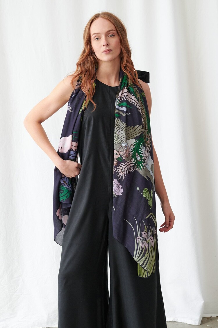 One Hundred Stars Scarf Phoenix Black One Hundred Stars