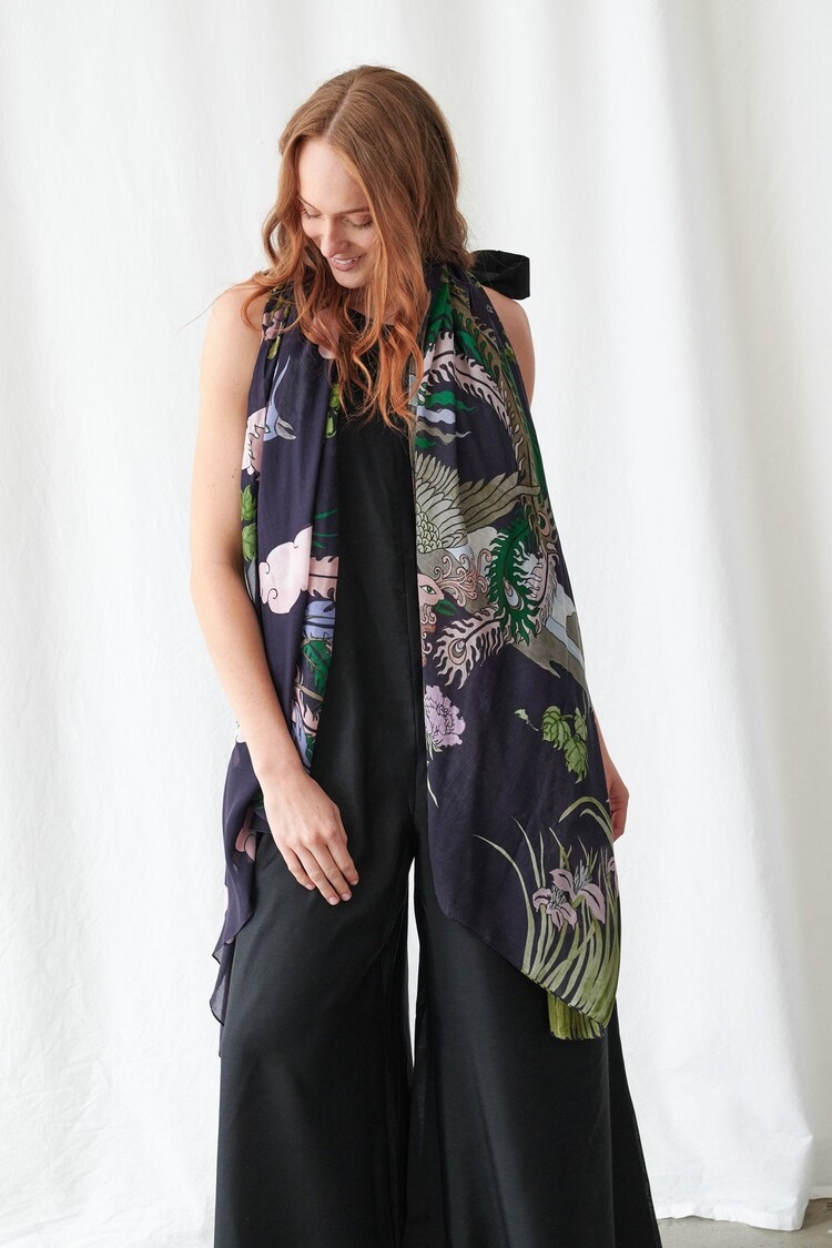 One Hundred Stars Scarf Phoenix Black One Hundred Stars