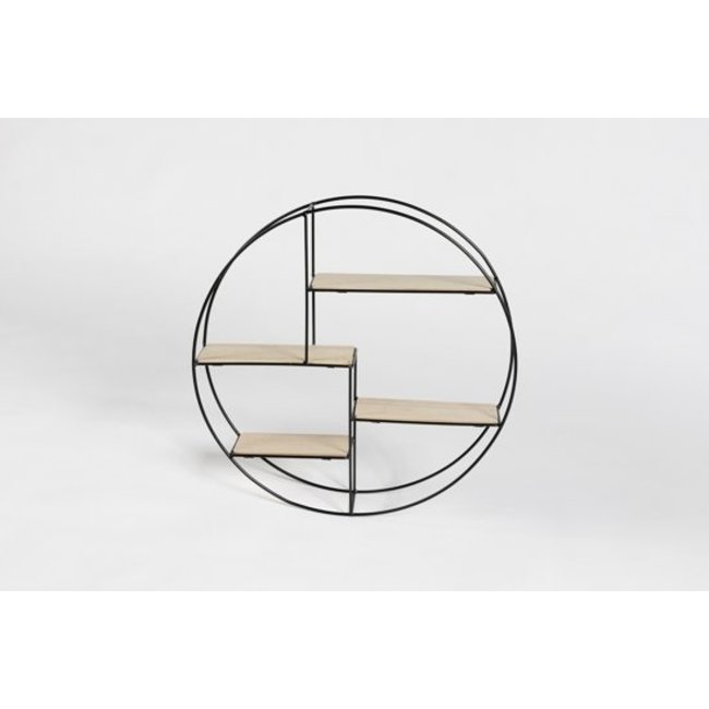 Swiss Homes® | Multifunctioneel Wandrek Rond - Met 4 Planken Industrieel