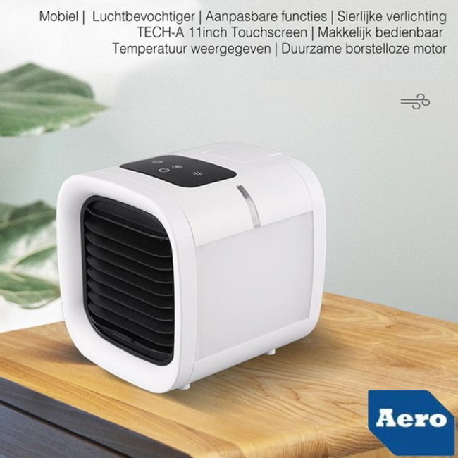 Aero® | LED Mini Aircooler 3 - 1 | Lucht Koeler / Ventilator - Bevochtiger - Reiniger / Zuiveraar