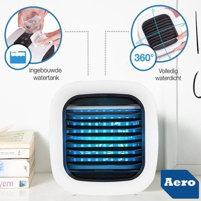 Aero® | LED Mini Aircooler 3 - 1 | Lucht Koeler / Ventilator - Bevochtiger - Reiniger / Zuiveraar
