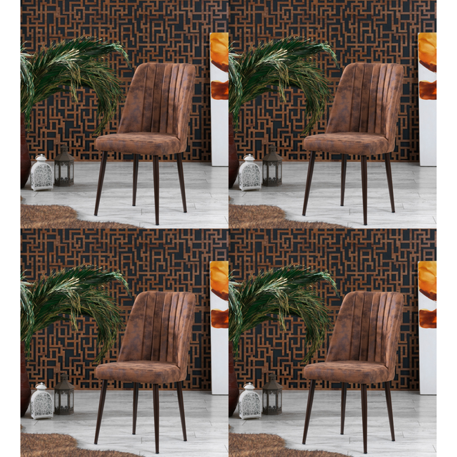 Swiss Homes®  | Velvet Eetkamerstoelen Beige / Zwart | Set van 4