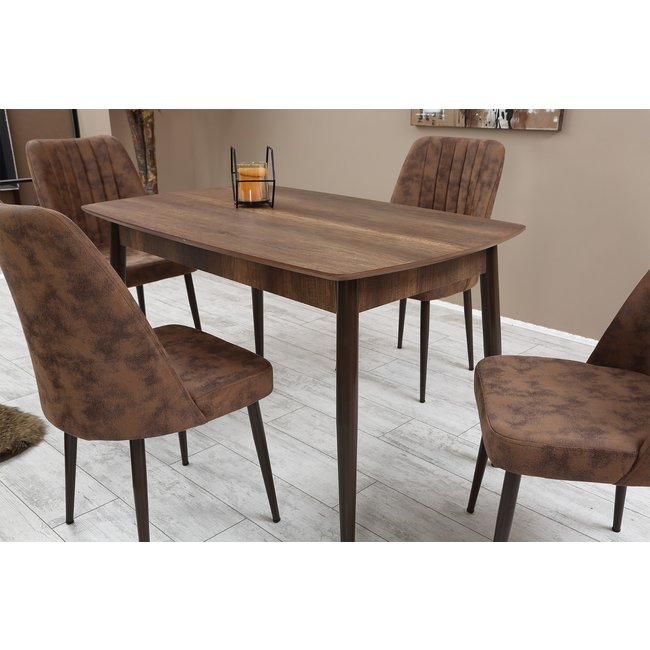 Swiss Homes®  | Velvet Eetkamerstoelen Beige / Zwart | Set van 4