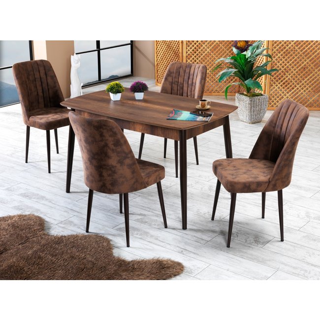 Swiss Homes®  | Velvet Eetkamerstoelen Beige / Zwart | Set van 4