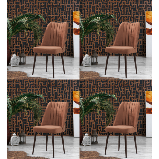 Swiss Homes®  | Velvet Eetkamerstoelen Beige | Set van 4