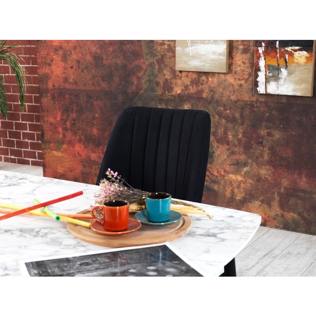 Swiss Homes®  | Velvet Eetkamerstoelen Satin Black | Set van 4