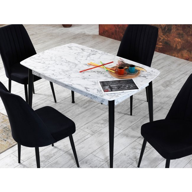 Swiss Homes®  | Velvet Eetkamerstoelen Satin Black | Set van 4