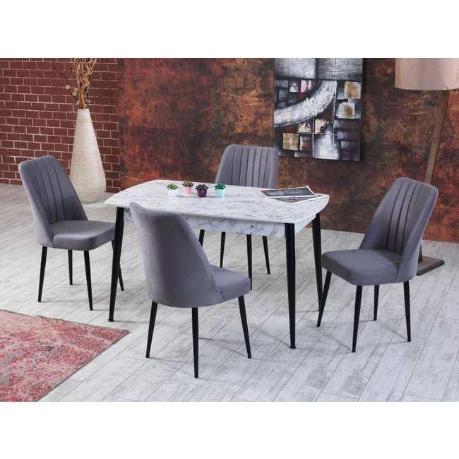 Swiss Homes®  | Velvet Eetkamerstoelen Grijs | Set van 4