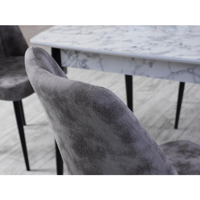 Swiss Homes®  | Velvet Eetkamerstoelen Space Gray / Black (Grijs/Zwart) | Set van 4