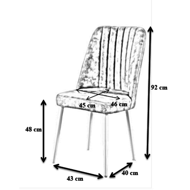 Swiss Homes®  | Velvet Eetkamerstoelen Space Gray / Black (Grijs/Zwart) | Set van 4