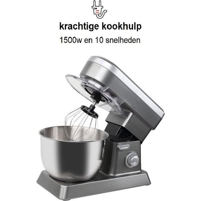 Swiss Pro+ | Keukenrobot / Keukenmachine Zilver - 6.3 Liter - Turbo MAX