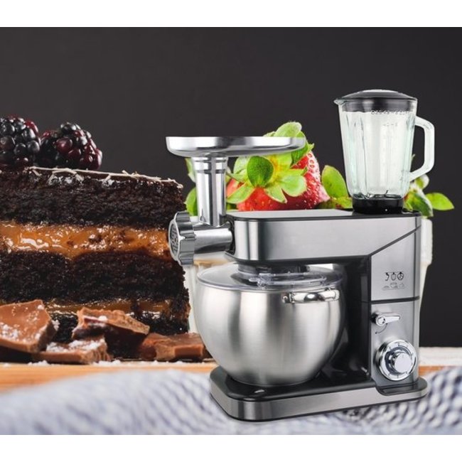 Royal Swiss | Multifunctionele Keukenmachine 10L / 12L - 2000W | Krachtige 3 in 1 Keukenmachine - Zilver