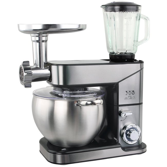 Royal Swiss | Multifunctionele Keukenmachine 10L / 12L - 2000W | Krachtige 3 in 1 Keukenmachine - Zilver