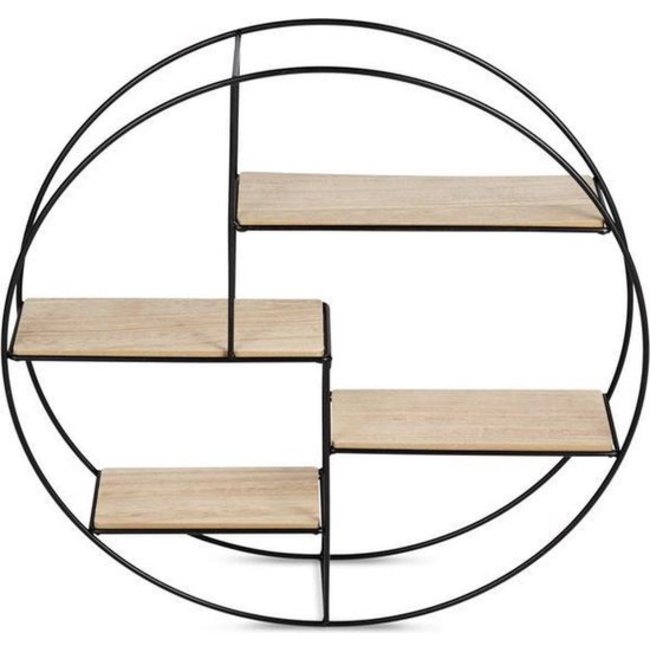 Swiss Homes® | Multifunctioneel Wandrek Rond - Met 4 Planken Industrieel