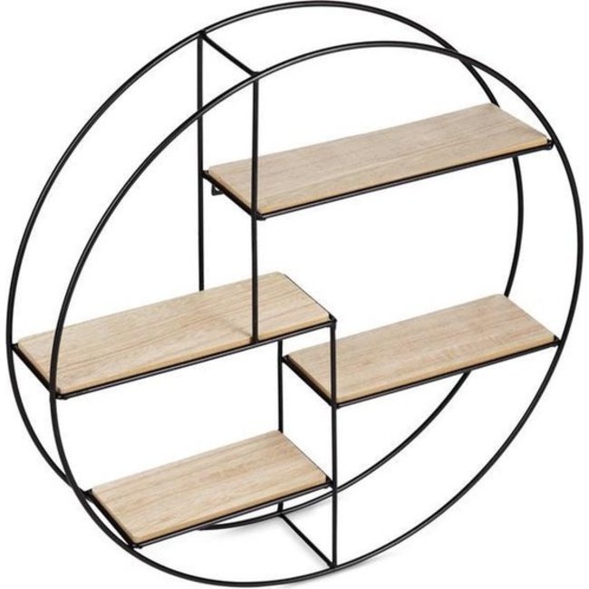 Swiss Homes® | Multifunctioneel Wandrek Rond - Met 4 Planken Industrieel