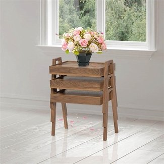 Swiss Homes® Bijzettafel | Set van 3 – Hout – Bruin