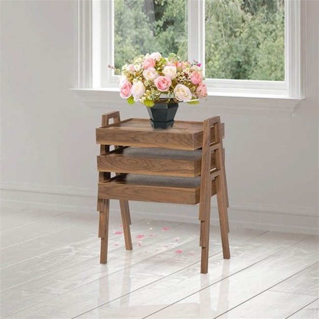 Swiss Homes® Bijzettafel Set van 3 – Hout - Bruin – Moderne Woonkamer