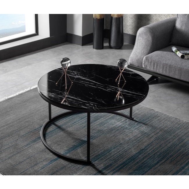 Swiss Homes® Salontafel Set van 2 – Marquana Black (Zwart) – Marmerlook – Luxe Design