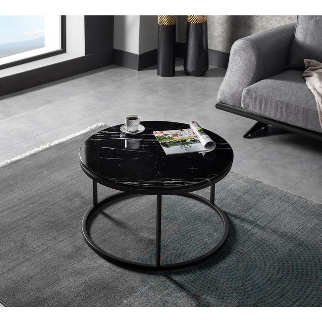 Swiss Homes® Salontafel Set van 2 – Marquana Black (Zwart) – Marmerlook – Luxe Design