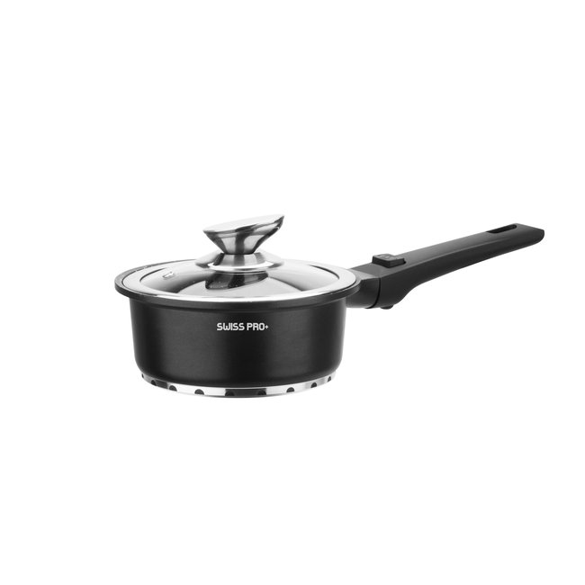 Swiss Pro+ | Luxe 14-delige Pannenset | Inductie – Marmeren interieur – Afneembare handgreep – PFAS-vrij | Sapphire Edition (Zwart)