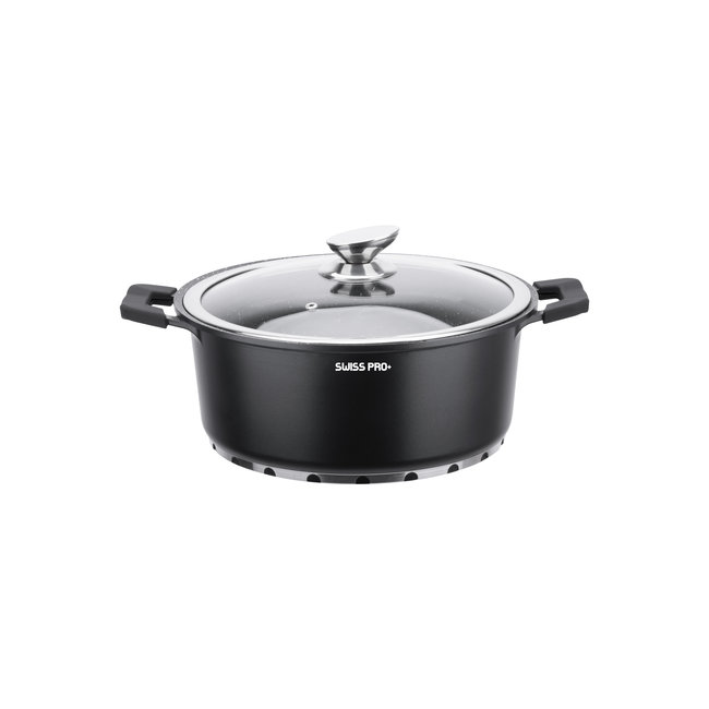 Swiss Pro+ | Luxe 14-delige Pannenset | Inductie – Marmeren interieur – Afneembare handgreep – PFAS-vrij | Sapphire Edition (Zwart)