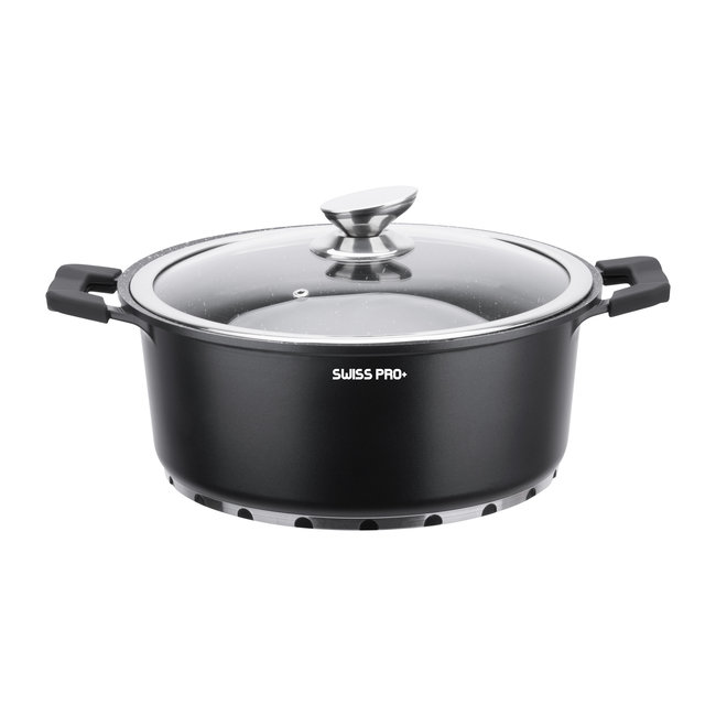 Swiss Pro+ | Luxe 14-delige Pannenset | Inductie – Marmeren interieur – Afneembare handgreep – PFAS-vrij | Sapphire Edition (Zwart)