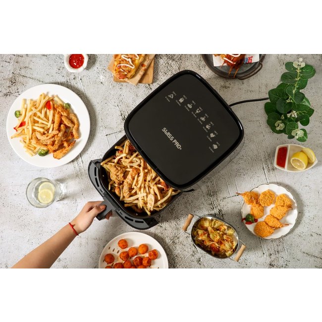 Swiss Pro+  | SP-AF1450 - Intelligente Heteluchtfriteuse Digitaal- 5L - XXXL - New Model 2022 | Touchscreen | Piano Black Edition