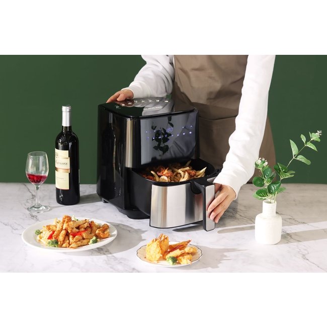 Swiss Pro+  | SP-AF1450 - Intelligente Heteluchtfriteuse Digitaal- 5L - XXXL - New Model 2022 | Touchscreen | Piano Black Edition