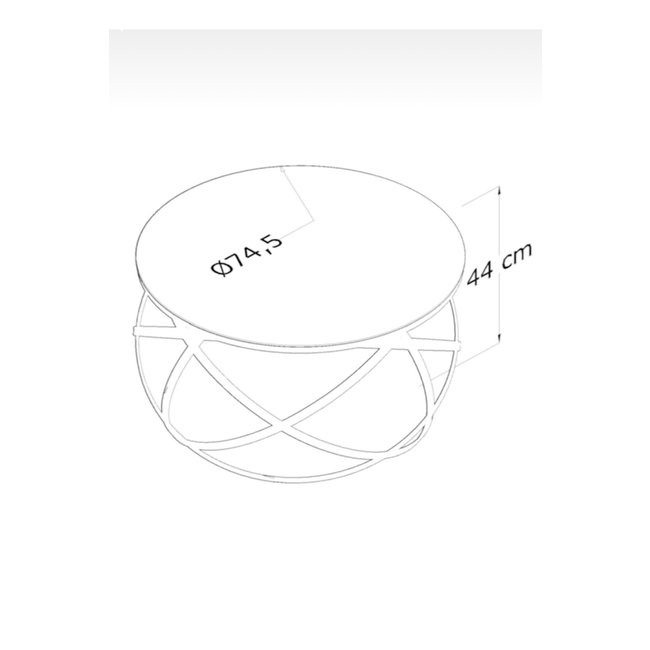 Swiss Homes® Salontafel – Mystic White (Wit) – Marmerlook & Glas – Ø75/Ø75/Ø44 cm – Zwart Metalen Frame